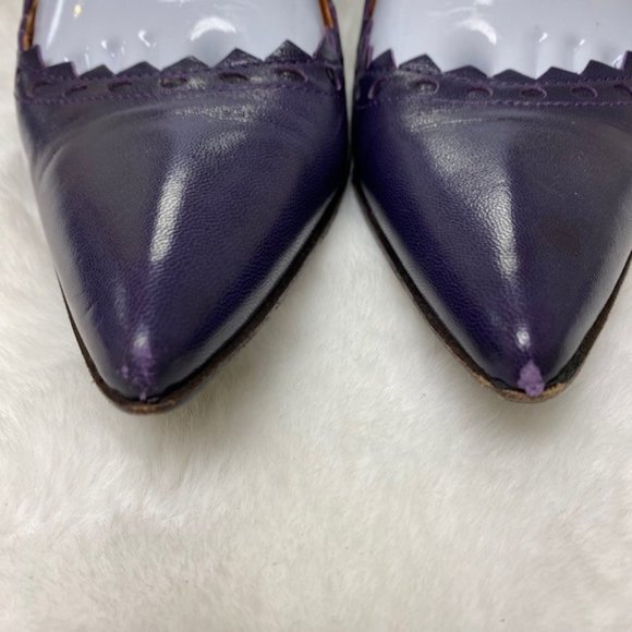 L'Autre Chose Made In‎ Italy Leather Triangle Scalloped Single Strap Heels, sz 7 - Picture 3 of 10